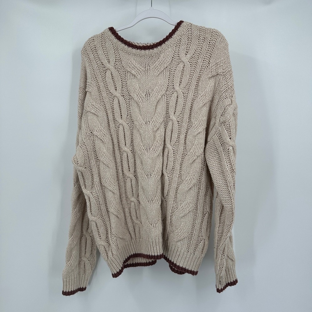 Mens Preppy Cable Knit Fisherman Sweater Size XL Old Money Yacht Club Chunky